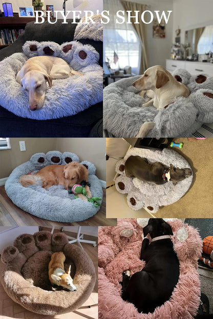 Ultra-Soft Paw Print Dog Bed: Your Pet's Cozy Haven!