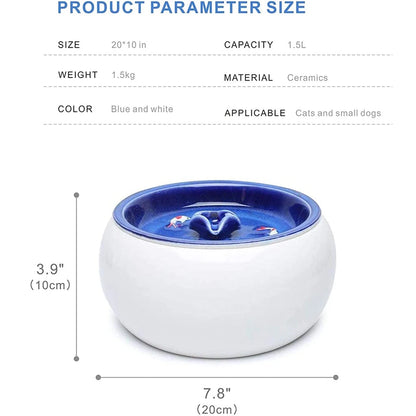 Blue-White Ceramic Pet Water Fountain, Quiet Pump & Smart Sensor - Aussie Cats' Hydration Oasis!