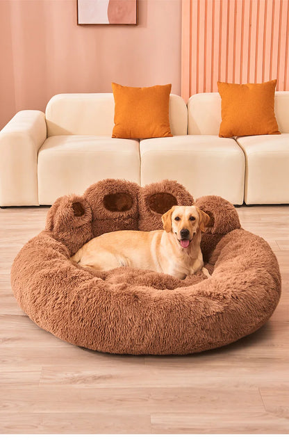 Ultra-Soft Paw Print Dog Bed: Your Pet's Cozy Haven!