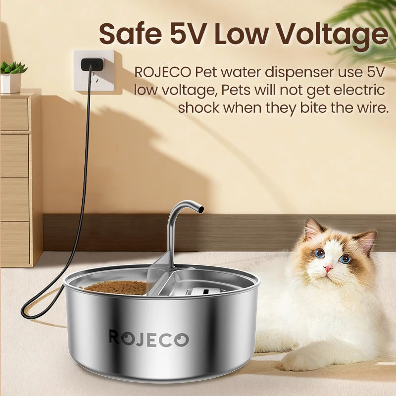 ROJECO 2-in-1 Pet Water Fountain: Happy Hydration & Easy Feeding