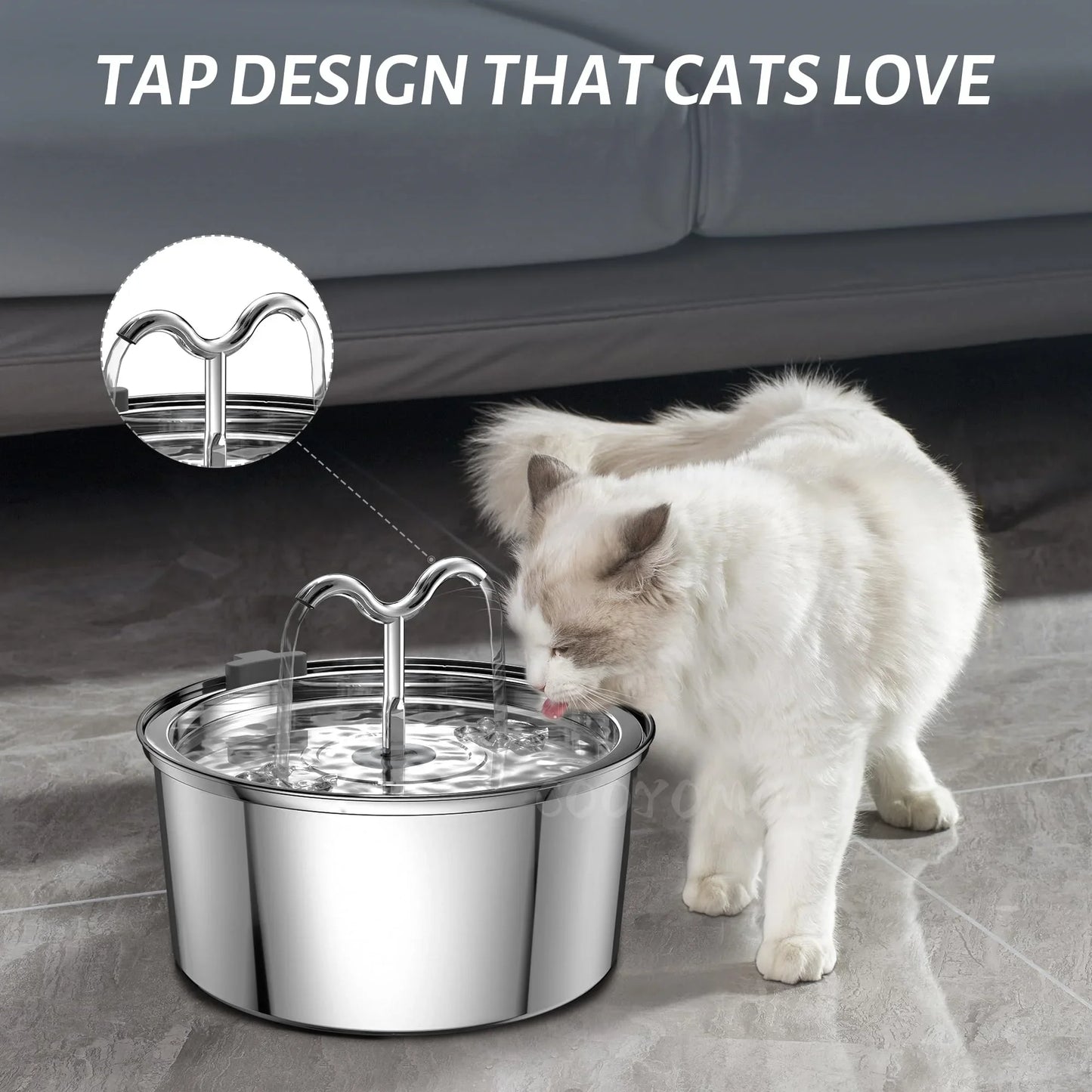 Cat Stainless Steel Pet Fountain: Hydration Happiness