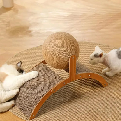 Wooden Cat Scratcher with Sisal Ball: Happy Cats, Happy Home!