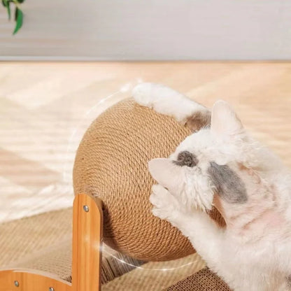 Wooden Cat Scratcher with Sisal Ball: Happy Cats, Happy Home!