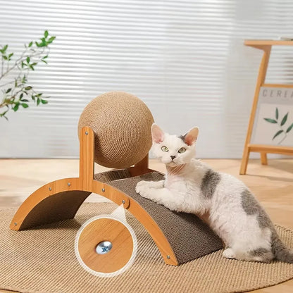 Wooden Cat Scratcher with Sisal Ball: Happy Cats, Happy Home!