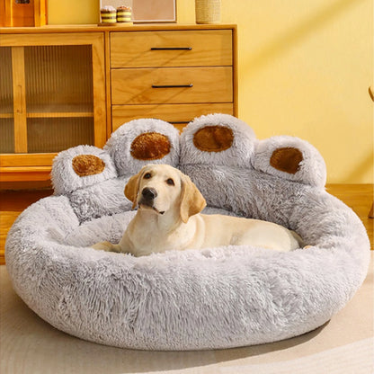 Ultra-Soft Paw Print Dog Bed: Your Pet's Cozy Haven!