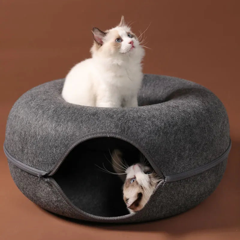 Cozy Donut Cat Bed: Your Cat's New Favorite Spot!