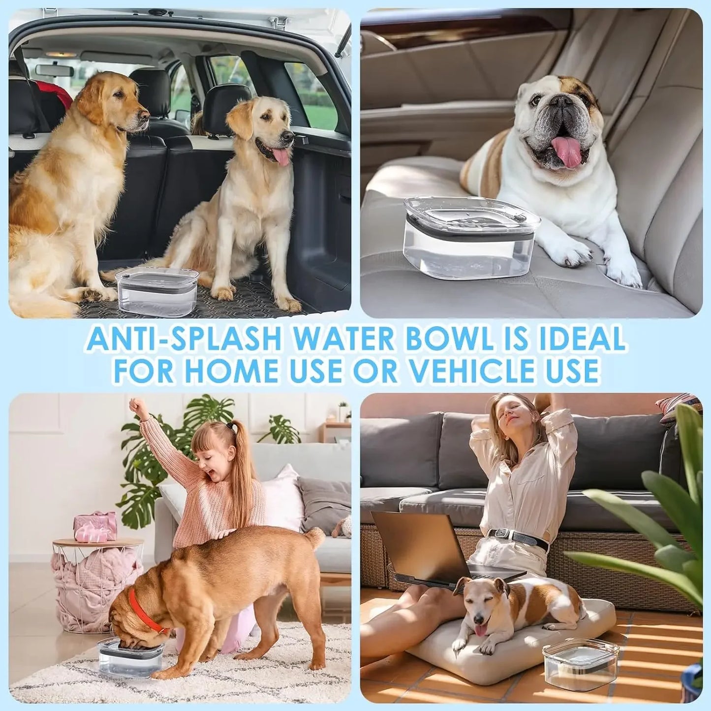2L Spill-Proof Pet Slow Feeder Bowl