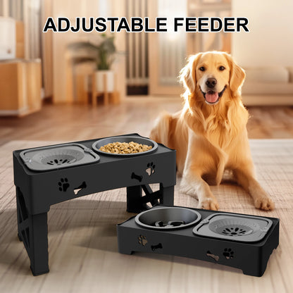 Adjustable Elevated Pet Feeder: 3-in-1 Design for Happy Eating