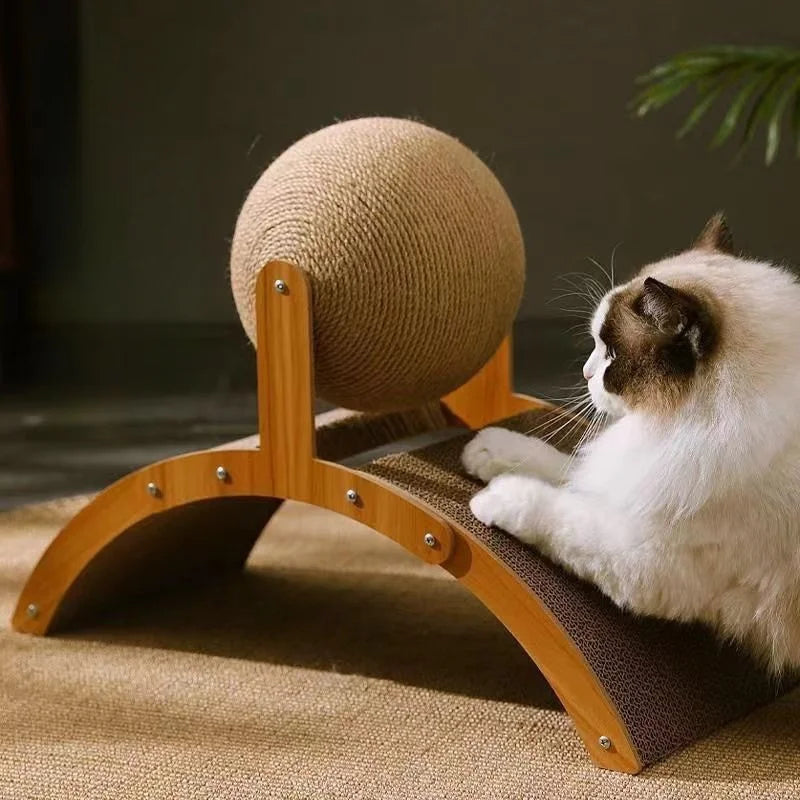 Wooden Cat Scratcher with Sisal Ball: Happy Cats, Happy Home!