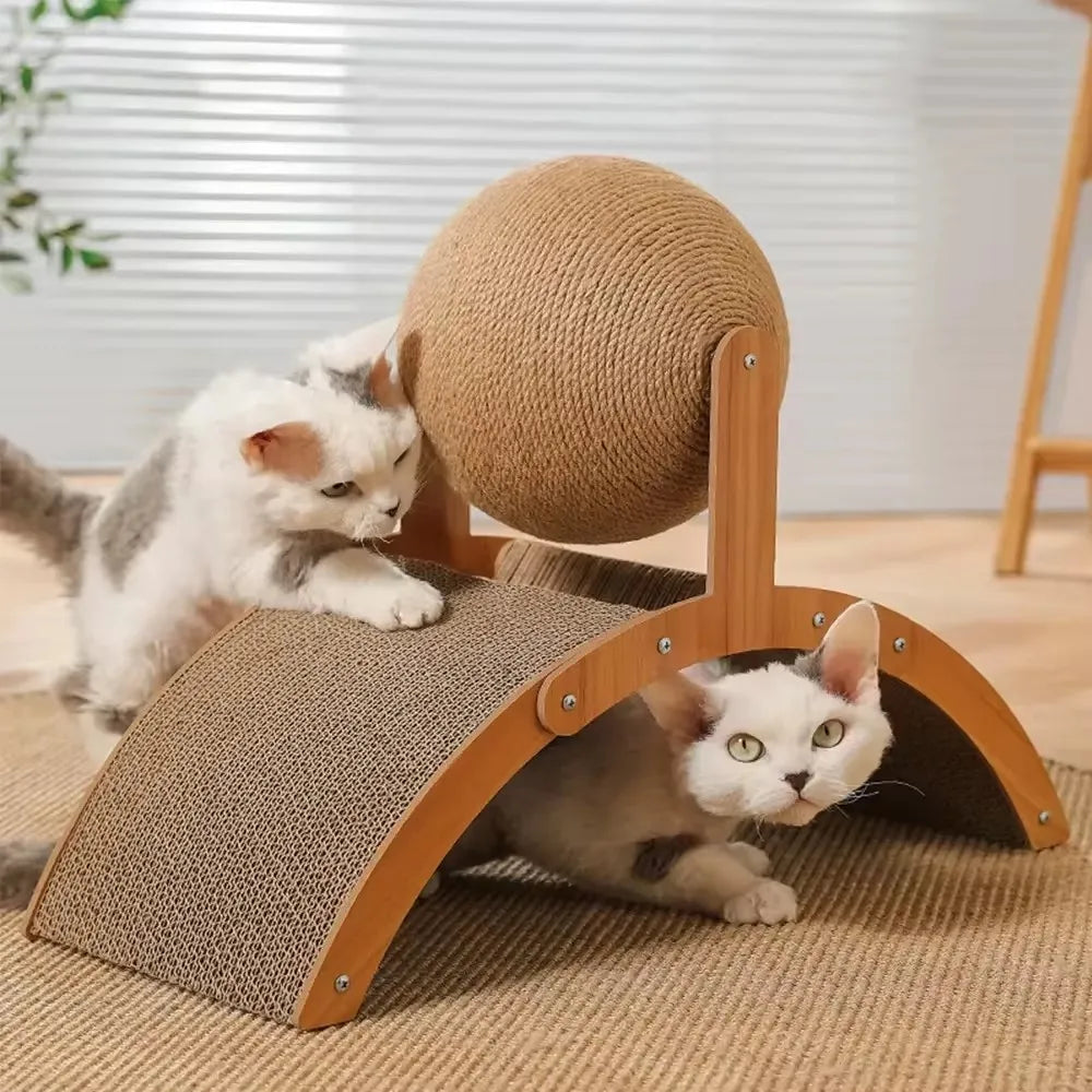 Wooden Cat Scratcher with Sisal Ball: Happy Cats, Happy Home!