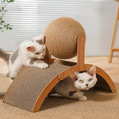 Wooden Cat Scratcher with Sisal Ball: Happy Cats, Happy Home!