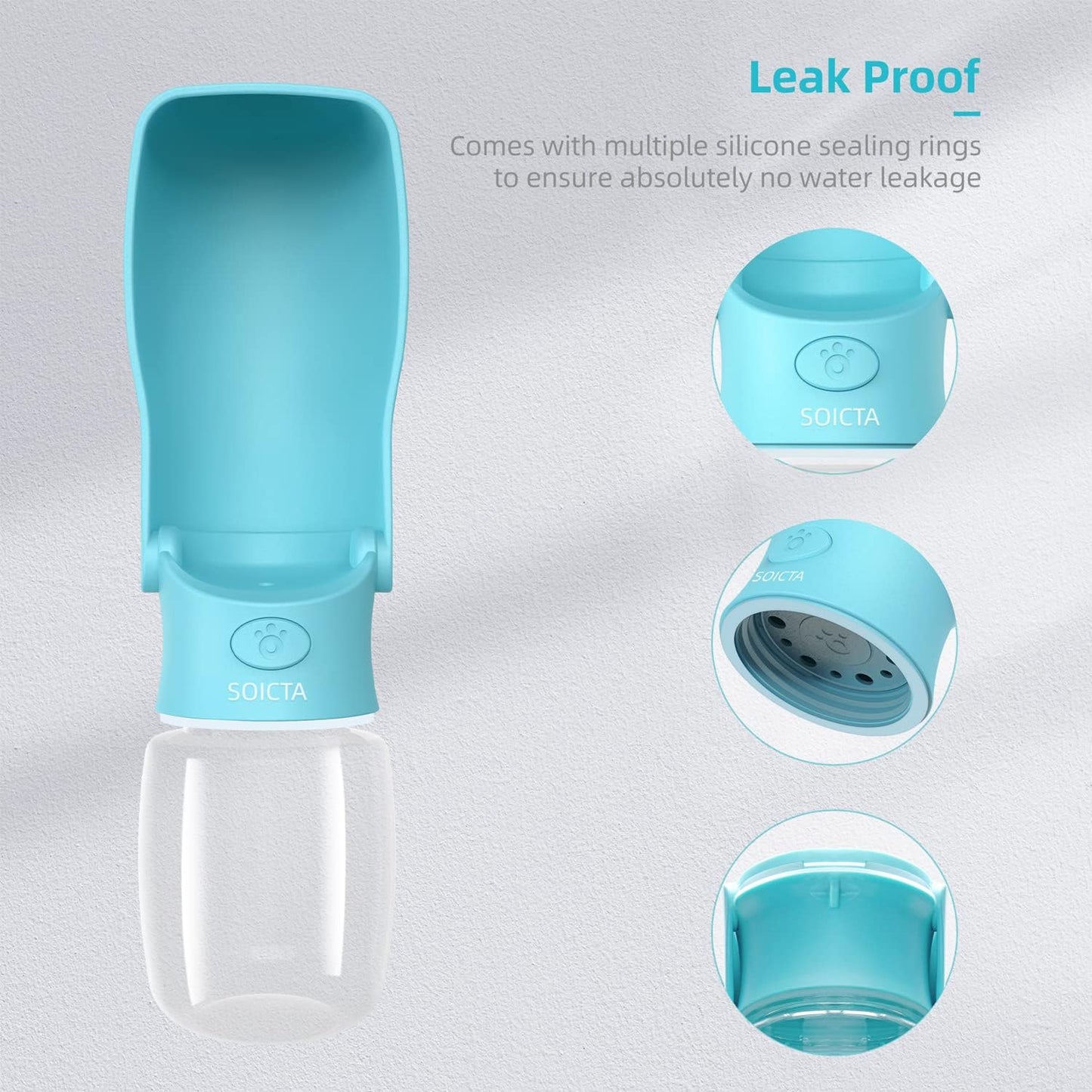 SOICTA Foldable Dog Water Bottle - Portable, Leak-Proof, and Eco-Friendly Water Dispenser for Pets