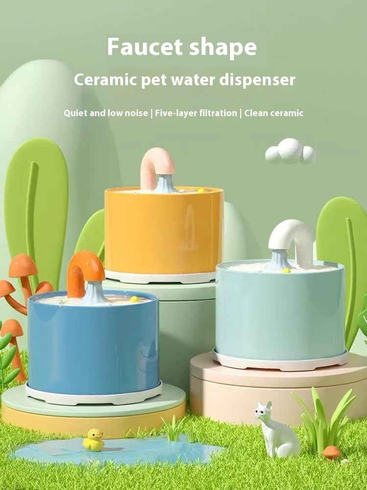 Stylish Ceramic Automatic Water Fountain for Cats - Promotes Healthy Hydration