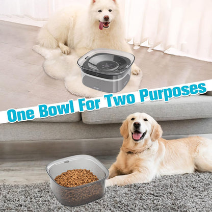 No Spill Dog Water Bowl - 2L Large Capacity Slow Feeder for Messy Drinkers