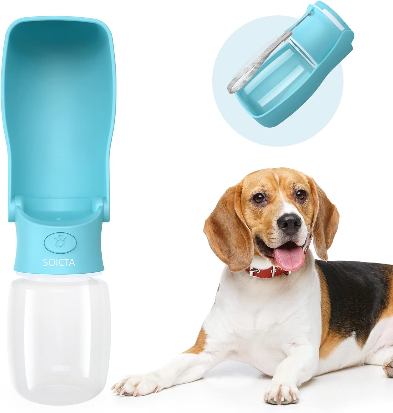 SOICTA Foldable Dog Water Bottle - Portable, Leak-Proof, and Eco-Friendly Water Dispenser for Pets