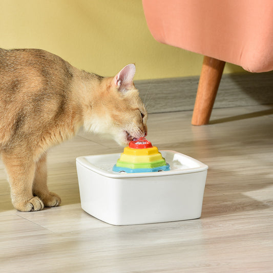 Colorful Ceramic Cat Fountain - Vibrant Water Dispenser for Cats