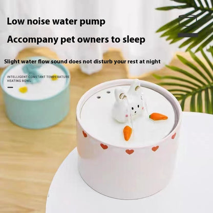 Cute Elephant Automatic Water Dispenser for Pets - Intelligent Heating Bowl with Low-Noise Pump