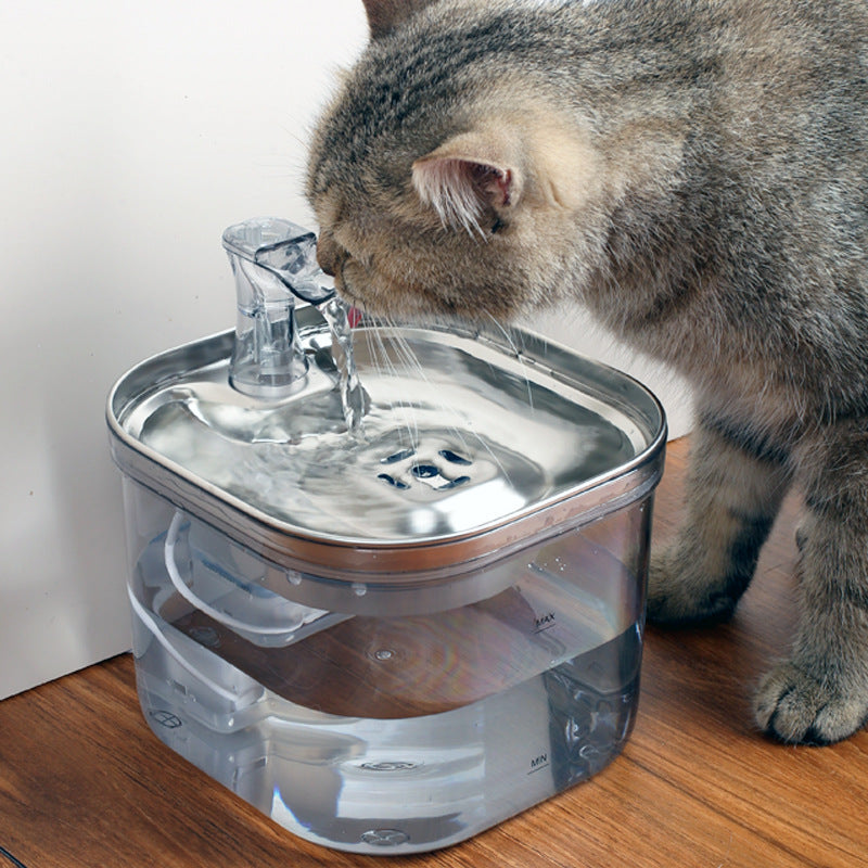 Cat Water Fountain - 2L Stainless Steel, Ultra-Quiet & Easy Clean, Promotes Hydration