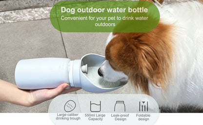 Portable Leak-Proof Dog Water Bottle - Foldable 550ml Travel Dispenser for Outdoor Adventures